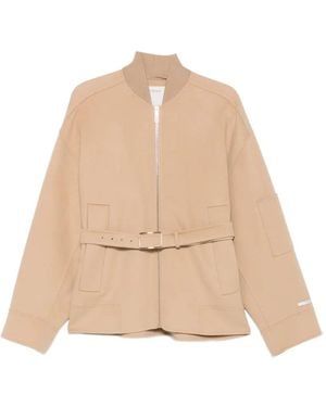 Sportmax Agora Belted Zip-Up Jacket - Natural