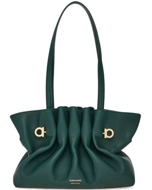 Ferragamo Small Leather Soft Shoulder Bag - Green