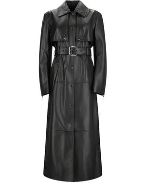 Sportmax Leren Jas Met Ceintuur - Zwart