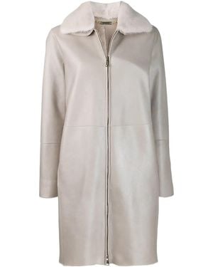 Manzoni 24 Mink Fur Collar Coat - Grey