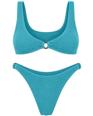 BOUND Crinkled Ring-Detail Bikini - Blue