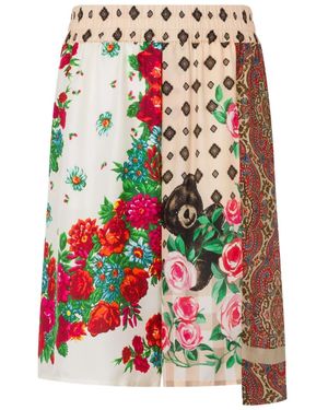 Moschino Patchwork Floral Print Shorts - Red