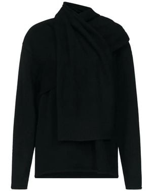 Loulou de Saison Frances Cashmere Scarf-Detail Sweater - Black