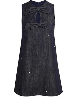 Sister Jane Bow-Embellished Mini Dress - Blue