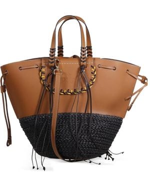 CUBA LAB Medium Woven-Panel Tote Bag - Brown