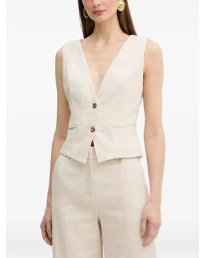 Fracomina Button V-Neck Vest - Natural