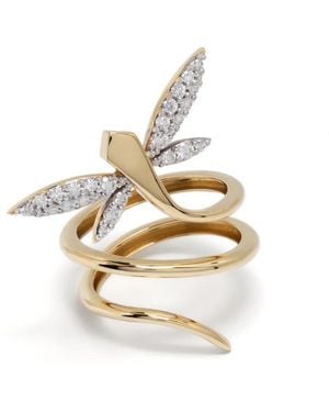 Anapsara Anillo Micro Dragonfly En Oro Amarillo De 18Kt Con Diamantes - Blanco