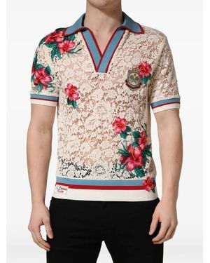 Dolce & Gabbana Floral-Lace T-Shirt - Natural
