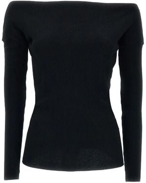 P.A.R.O.S.H. Ribbed Off-Shoulder Sweater - Black