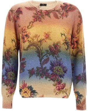 Etro Floral-Pattern Wool Sweater - Blue