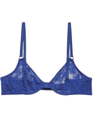 Fleur du Mal Le Stretch Floral Adjustable Bra - Blue