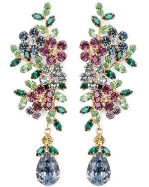 Jennifer Behr Pendientes Yasmin Con Detalles De Cristales Y Motivo Floral - Blanco