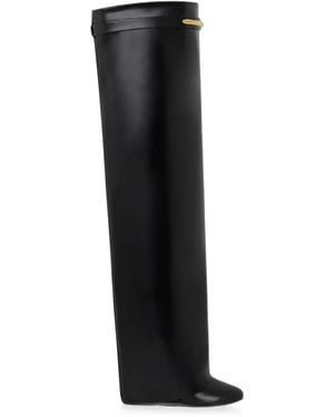 Givenchy Shark Pinch Leren Overknee Laarzen - Zwart