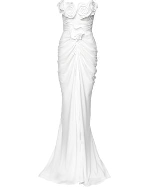 Ana Radu Strapless Avondjurk Met Bloemdetail - Wit