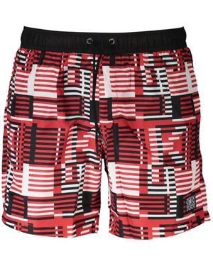 KARL LAGERFELD Geometric-Print Swim Shorts - Red