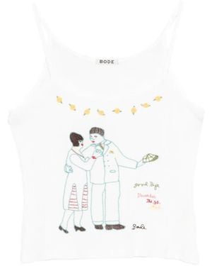 Bode Graphic-Print Ribbed Top - White