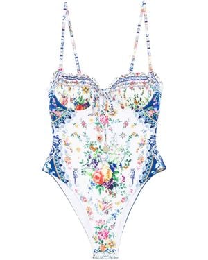 CAMILLA Floral-Print Swimsuit - White