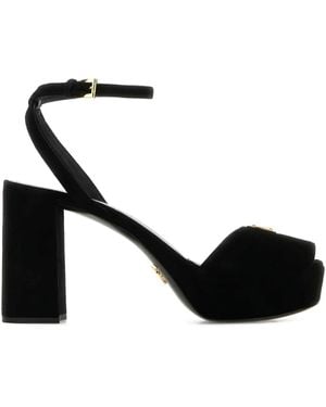 Prada Sandalias de plataforma con tacón de 115 mm y tira en el tobillo - Negro