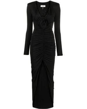Nissa Floral-Detailing Maxi Dress - Black