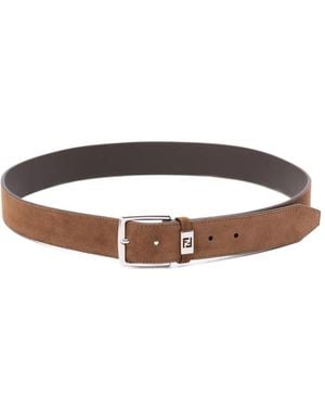 Fendi Reversible Suede Leather Belt - Brown