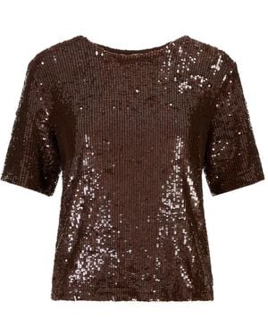 P.A.R.O.S.H. Sequin-Embellished Short-Sleeve T-Shirt - Brown