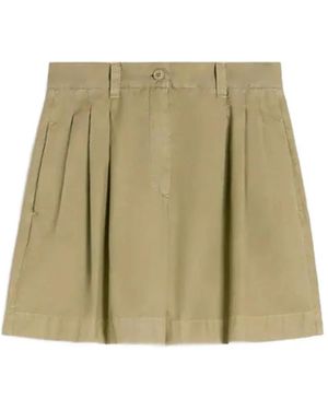 Weekend by Maxmara Button-Fastening Pleated Cottonshorts - Natural