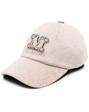Max Mara Cashmere Drap Baseball Cap - Natural