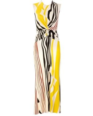Silvia Tcherassi Luna Abstract-Print Twisted Cutout Midi Dress - Metallic