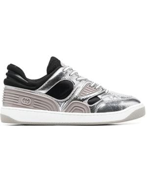 Gucci Basket Metallic-Leather Trainers - White