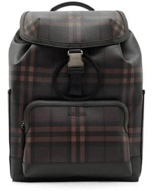 Burberry City Check Clip Backpack - Black