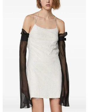 Patrizia Pepe Lace-Overlay Open-Back Mini Dress - White