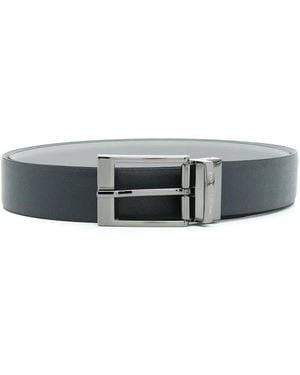 ARMANI EXCHANGE Logo Square-Buckle Belt - Blue