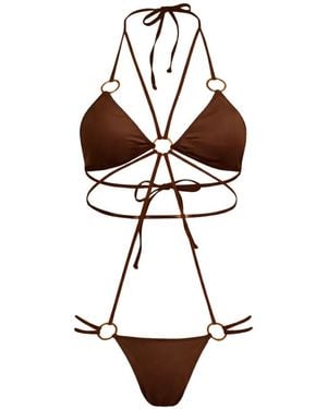 Amir Slama Ring-Detail Strappy Swimsuit - White