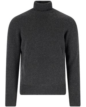 Drumohr Ribbed-Knit Roll-Neck Sweater - Black