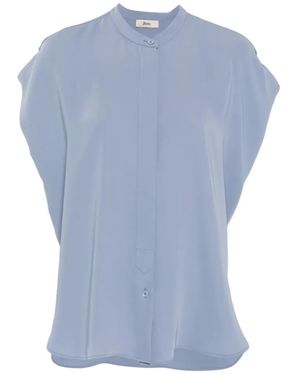 Herno Band-Collar Sleeveless Blouse - Blue