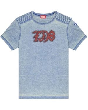 DIESEL Burnout T-Shirt With D78 Print - Blue