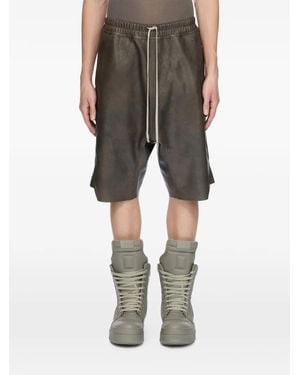 Rick Owens Basket Swingers Leather Shorts - Gray