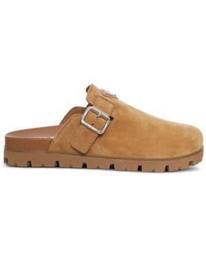 Prada Logo-Plaque Mules - Brown