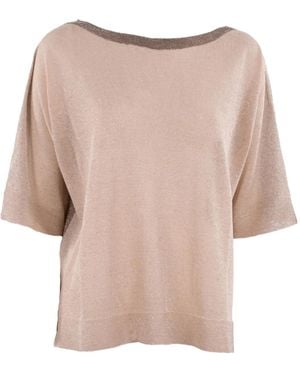 D.exterior Lurex-Detail Knitted Top - Natural