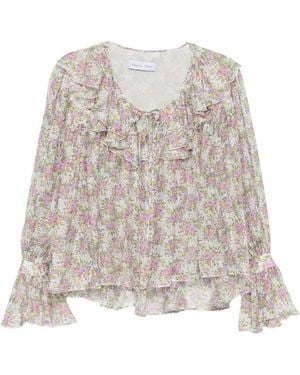 Raquel Diniz Floral-Print Ruffled Blouse - White