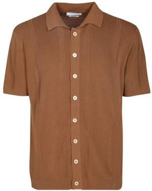 Daniele Fiesoli Ribbed-Knit Short-Sleeve Shirt - Brown