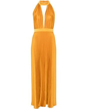 L'idée Robe Longue Plissée Chateau À Découpe - Metallic