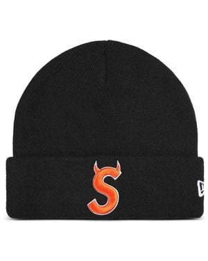 Supreme New Era Devil S Logo Beanie Hat - Black