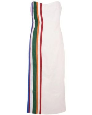 Cala De La Cruz Robe Rayée À Design Sans Bretelles - White