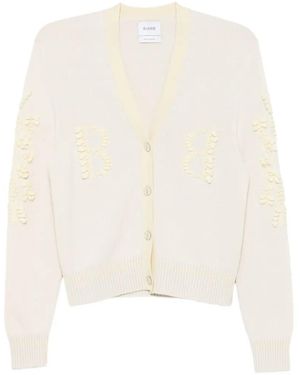 Barrie Logo-Embroidered V-Neck Cardigan - White