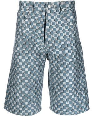 MISBHV Logo-Print Denim Shorts - Blue
