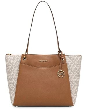 MICHAEL Michael Kors Logo-Print Pebbled Tote Bag - Brown