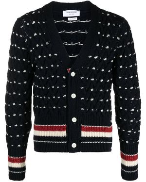 Thom Browne Cardigan A Righe Rwb - Nero