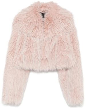 Patrizia Pepe Cropped Fluffy Jacket - Pink