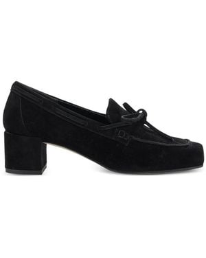 Aeyde Suède Loafers Met Gestrikte Voorkant - Zwart